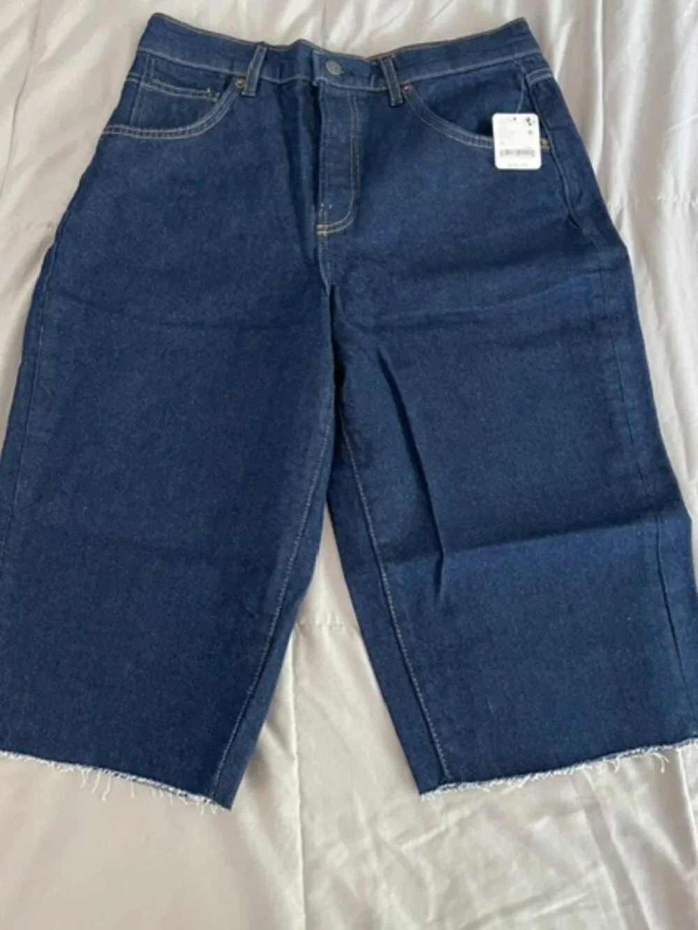 Free People Dark Blue High-Waist Denim Shorts